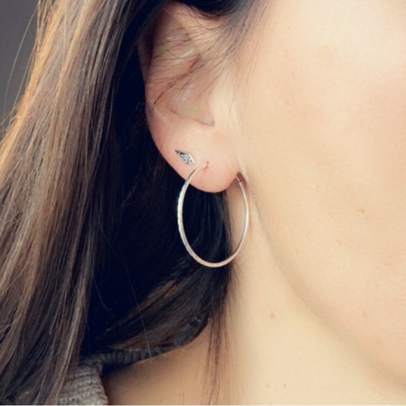 Sterling Silver Diamond Cut Hoops 30mm - Picture 9 of 13